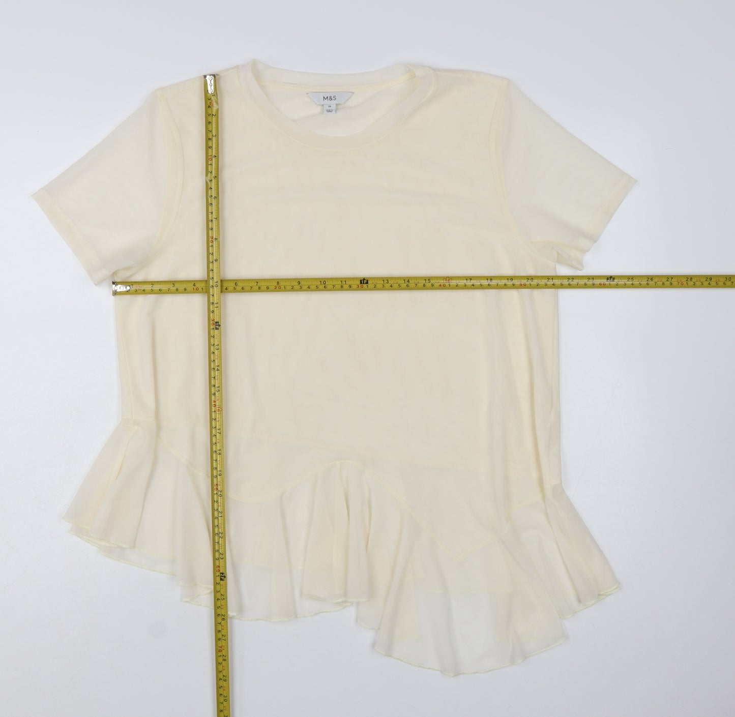 Marks and Spencer Women’s Ivory Ruffle Hem Tunic Blouse Size 18
