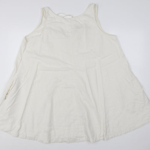 Marks and Spencer Women’s Ivory Linen Blend Sleeveless A-Line Dress Size 18