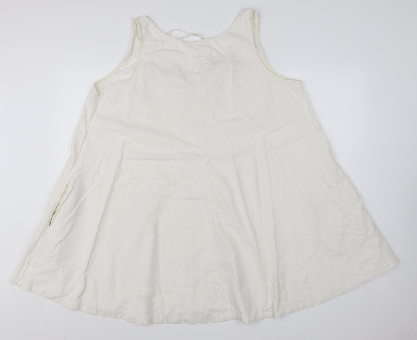 Marks and Spencer Women’s Ivory Linen Blend Sleeveless A-Line Dress Size 18