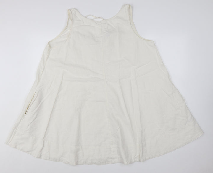 Marks and Spencer Women’s Ivory Linen Blend Sleeveless A-Line Dress Size 18