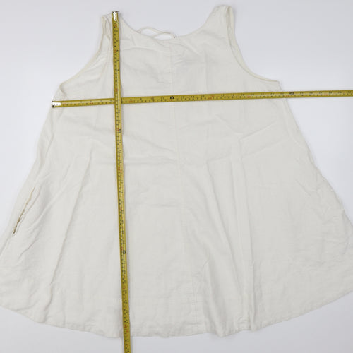 Marks and Spencer Women’s Ivory Linen Blend Sleeveless A-Line Dress Size 18