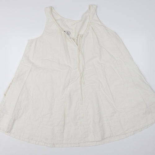 Marks and Spencer Women’s Ivory Linen Blend Sleeveless A-Line Dress Size 18