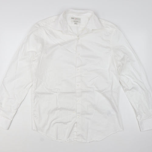 Marks and Spencer Men's White Regular Fit Supima Cotton Shirt M