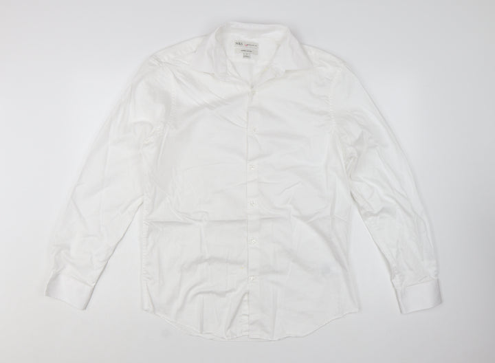 Marks and Spencer Men's White Regular Fit Supima Cotton Shirt M