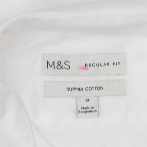 Marks and Spencer Men's White Regular Fit Supima Cotton Shirt M