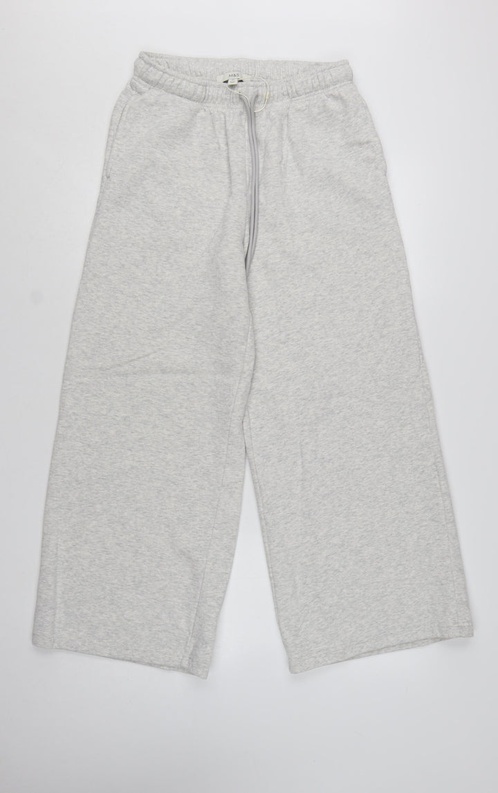 Marks and Spencer Women's Grey Size 12 Wide-Leg Sweatpants