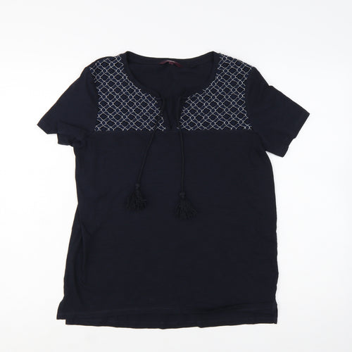 Next Women's Blue Embroidered Tunic T-Shirt Size 10