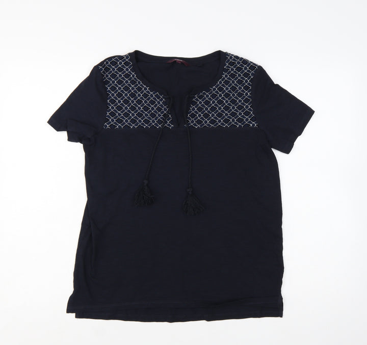 Next Women's Blue Embroidered Tunic T-Shirt Size 10