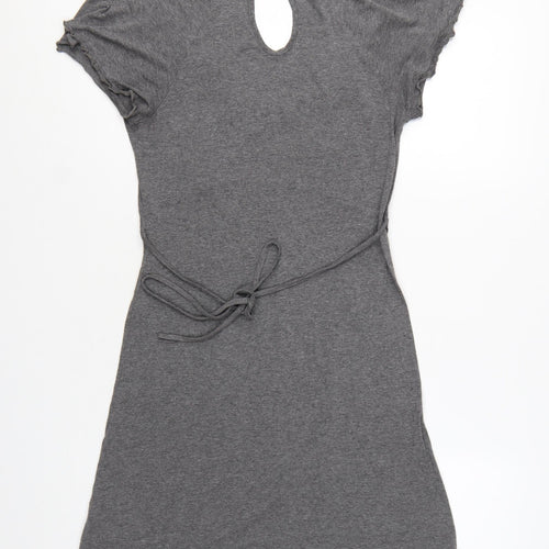 Next Women Grey Short Sleeve Floral T-Shirt Dress Size 10