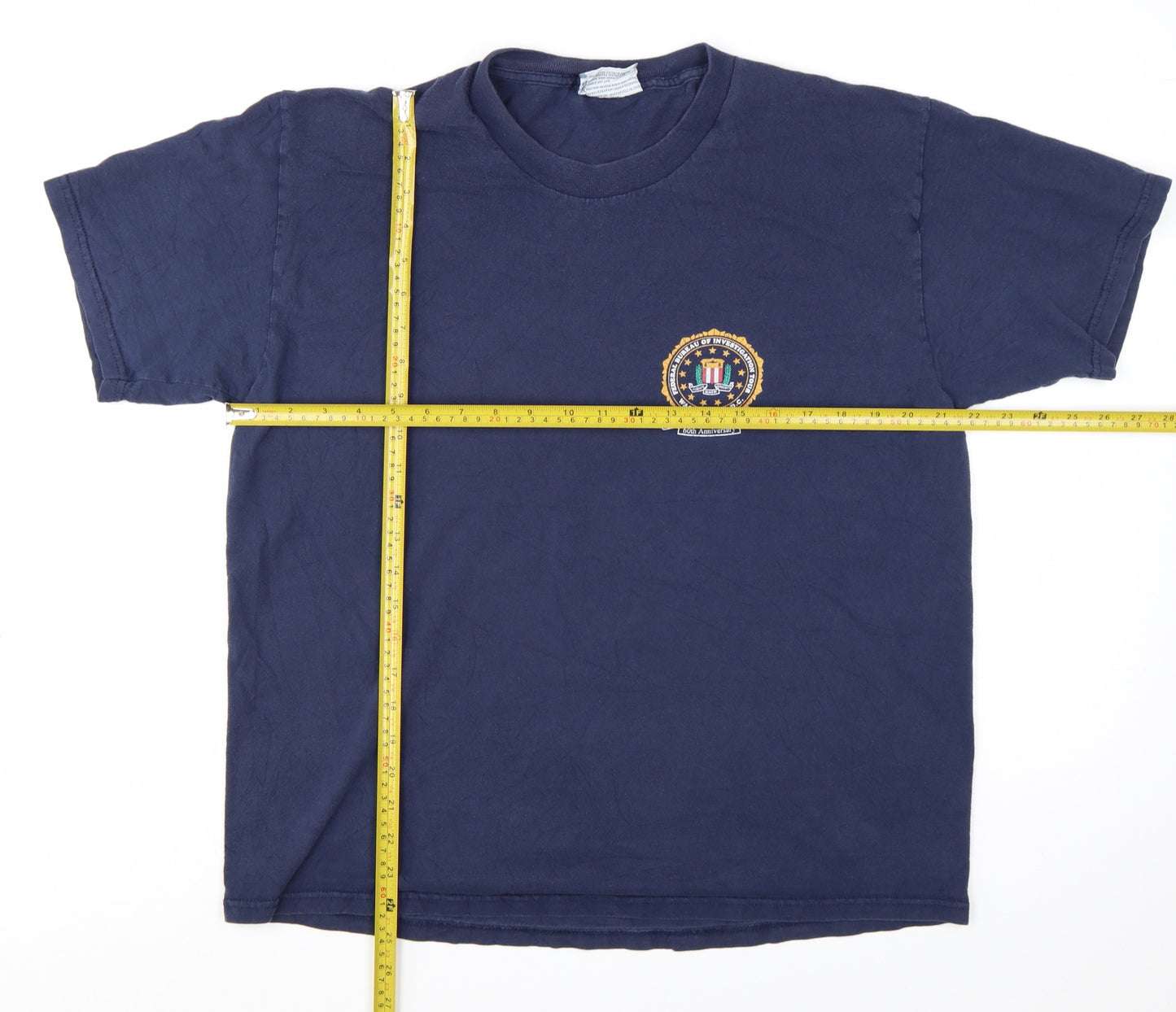 Lee Men's Navy Blue Crew Neck FBI Logo Cotton T-Shirt Size L