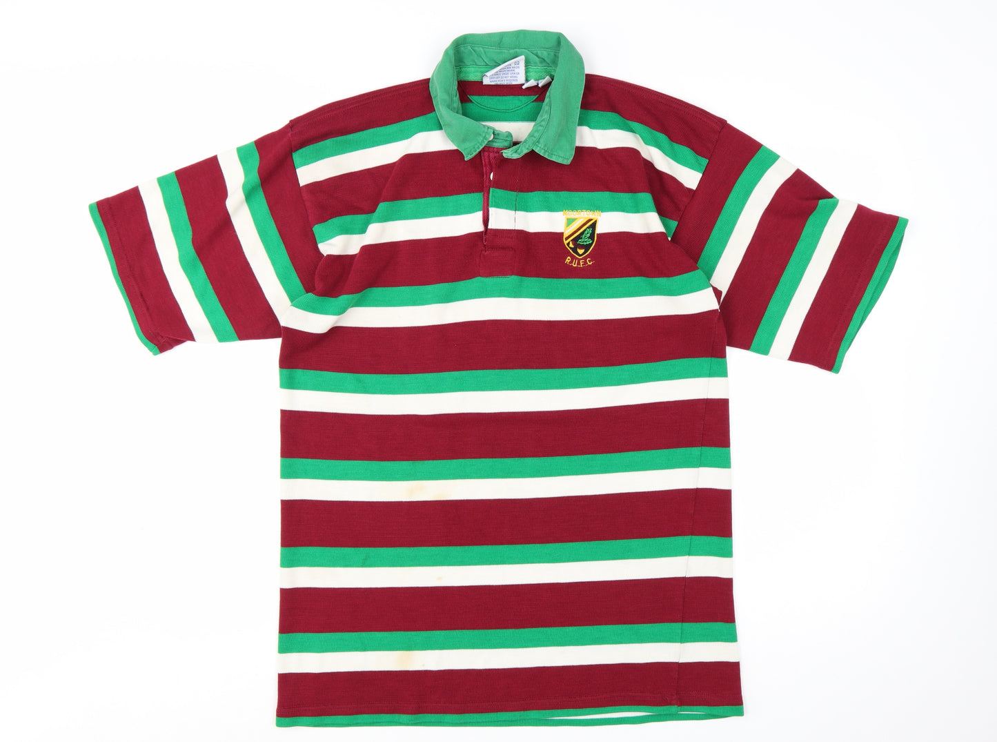Halbro Men's Multicoloured Rugby Polo Shirt Size L Striped Vintage