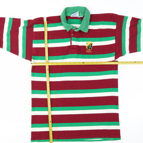 Halbro Men's Multicoloured Rugby Polo Shirt Size L Striped Vintage