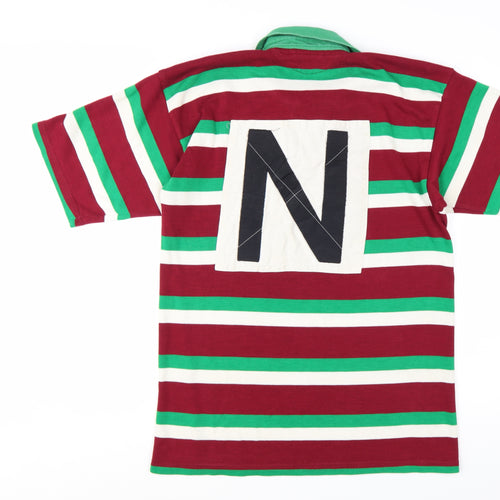 Halbro Men's Multicoloured Rugby Polo Shirt Size L Striped Vintage