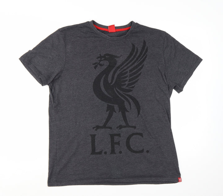 Liverpool FC Men's Grey LFC Graphic Cotton Blend T-Shirt Size L