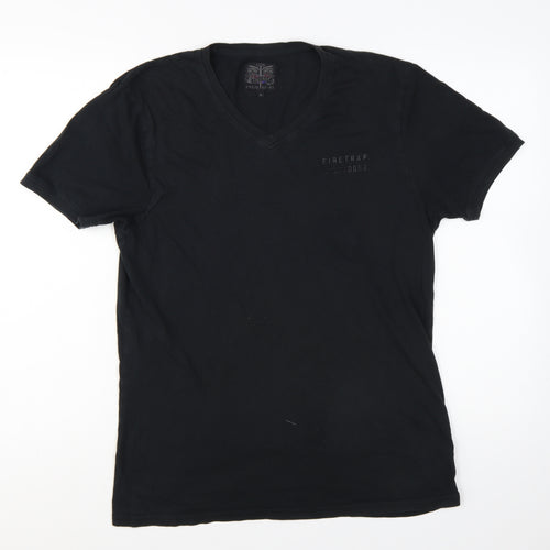 Firetrap Men's Black V-Neck Short Sleeve T-Shirt Size L Cotton