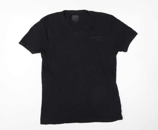 Firetrap Men's Black V-Neck Short Sleeve T-Shirt Size L Cotton