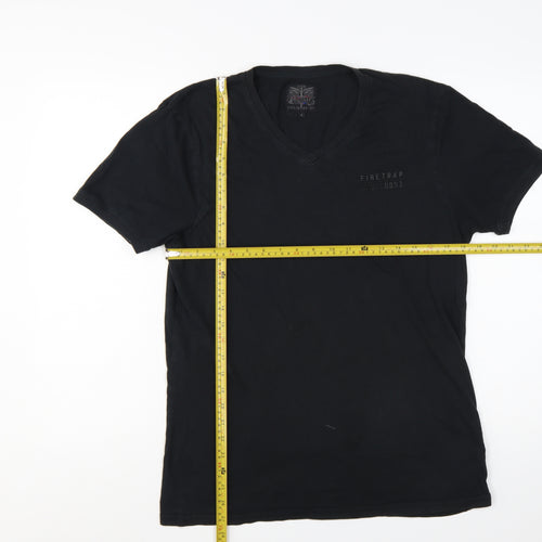 Firetrap Men's Black V-Neck Short Sleeve T-Shirt Size L Cotton