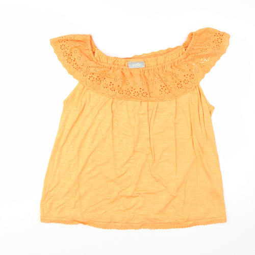 Wallis Womens Orange Off Shoulder Embroidered Camisole Blouse Size L