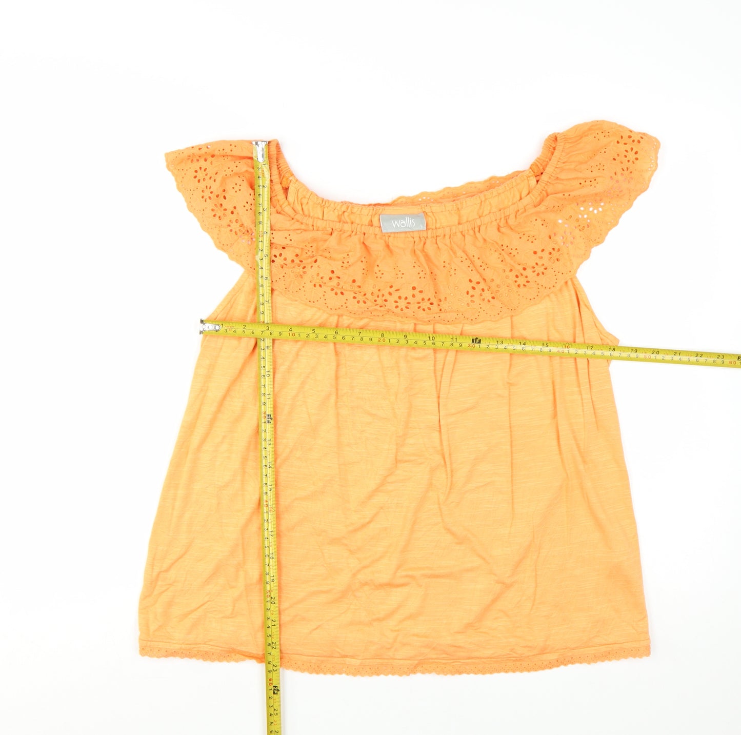 Wallis Womens Orange Off Shoulder Embroidered Camisole Blouse Size L