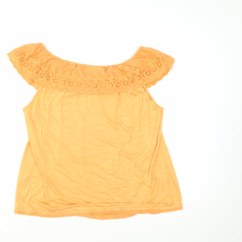 Wallis Womens Orange Off Shoulder Embroidered Camisole Blouse Size L