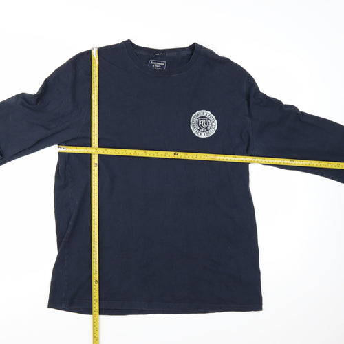 Abercrombie & Fitch Men's Blue XL Long Sleeve Logo T-Shirt