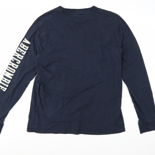 Abercrombie & Fitch Men's Blue XL Long Sleeve Logo T-Shirt