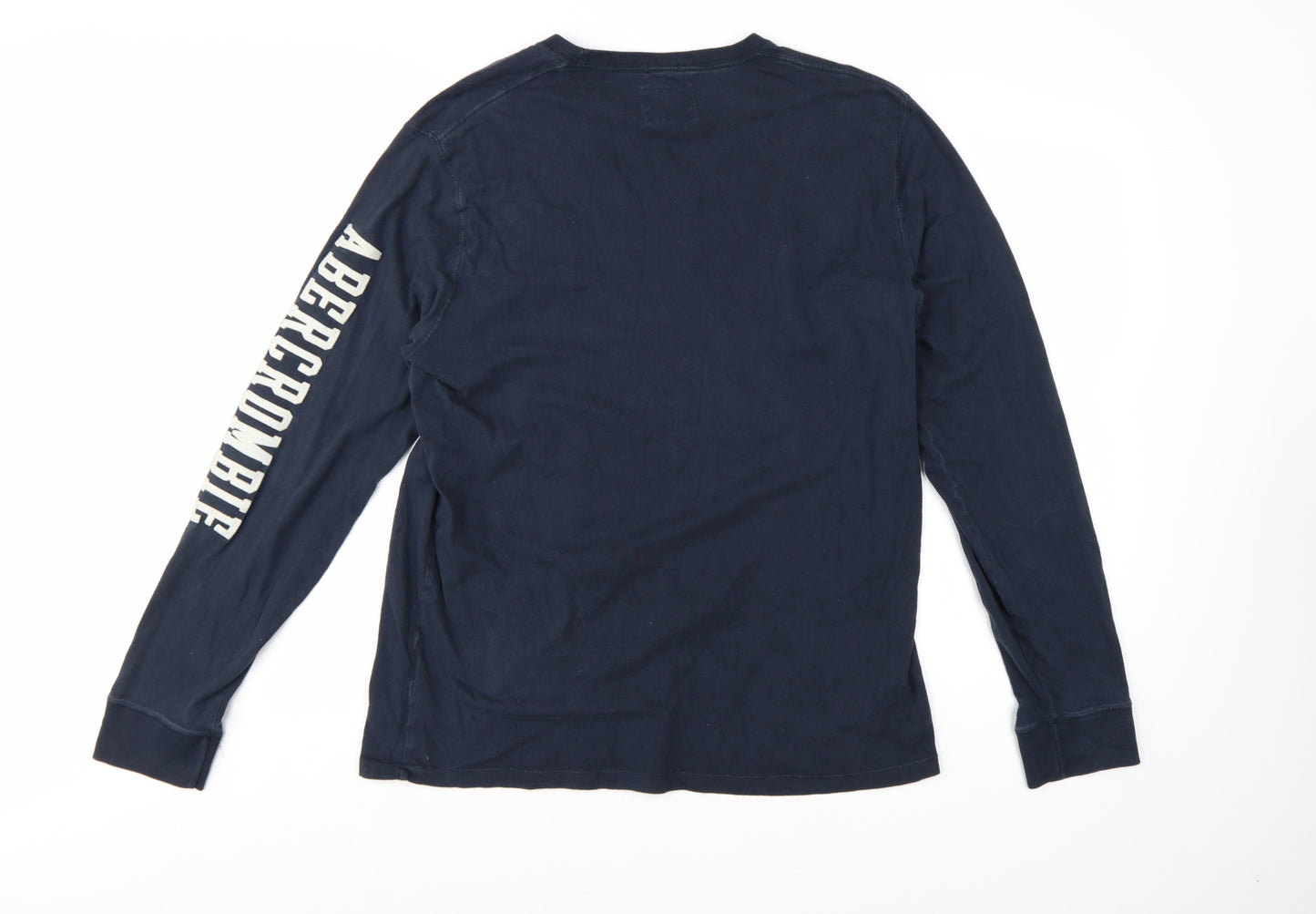 Abercrombie & Fitch Men's Blue XL Long Sleeve Logo T-Shirt