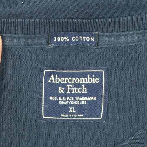 Abercrombie & Fitch Men's Blue XL Long Sleeve Logo T-Shirt