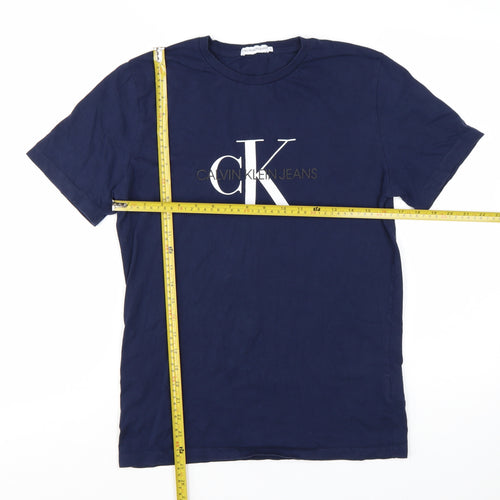 Calvin Klein Jeans Men's Navy Blue Cotton Logo T-Shirt Size L