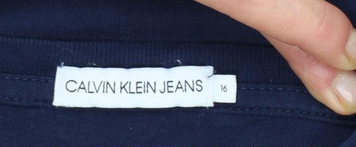 Calvin Klein Jeans Men's Navy Blue Cotton Logo T-Shirt Size L