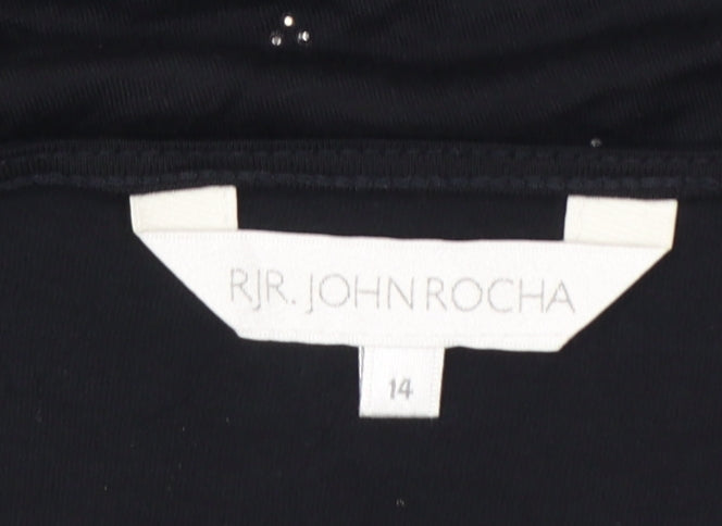 RJR John Rocha Women’s Black Wrap Style Beaded Top Size 14