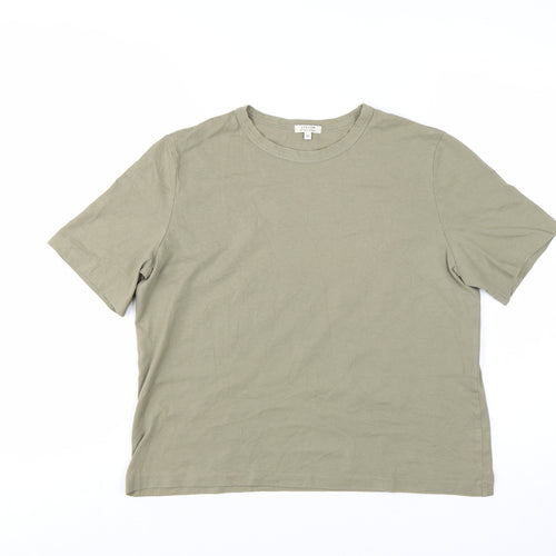 Jigsaw Women's Green Cotton Basic Crew Neck T-Shirt Size M