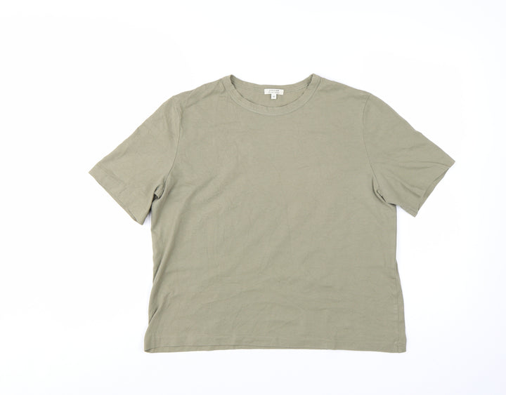 Jigsaw Women's Green Cotton Basic Crew Neck T-Shirt Size M