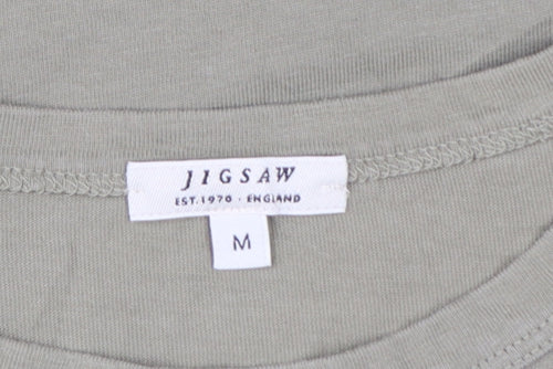 Jigsaw Women's Green Cotton Basic Crew Neck T-Shirt Size M