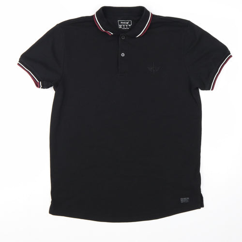 Firetrap Men Black Regular Fit Cotton Blend Polo Shirt M