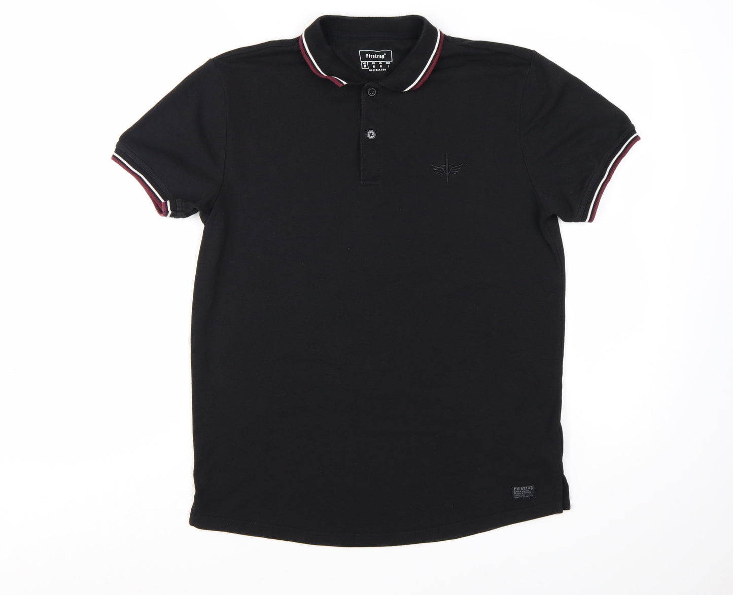 Firetrap Men Black Regular Fit Cotton Blend Polo Shirt M