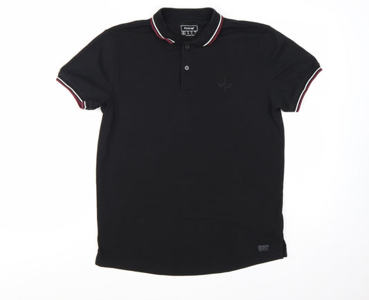 Firetrap Men Black Regular Fit Cotton Blend Polo Shirt M