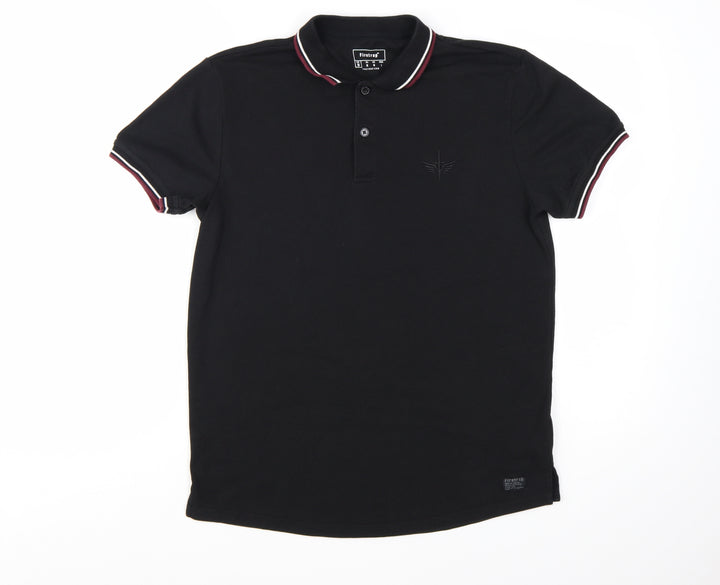Firetrap Men Black Regular Fit Cotton Blend Polo Shirt M