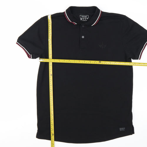 Firetrap Men Black Regular Fit Cotton Blend Polo Shirt M