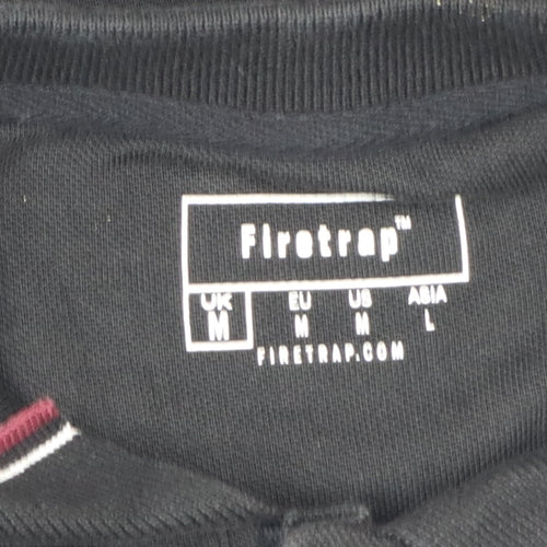 Firetrap Men Black Regular Fit Cotton Blend Polo Shirt M