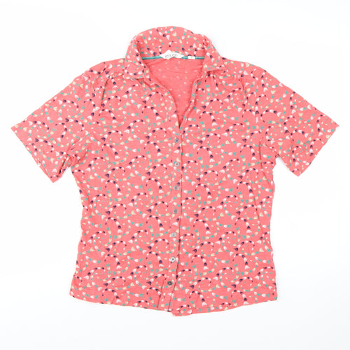 White Stuff Women's Pink Floral Cotton Button-Up Shirt UK 14