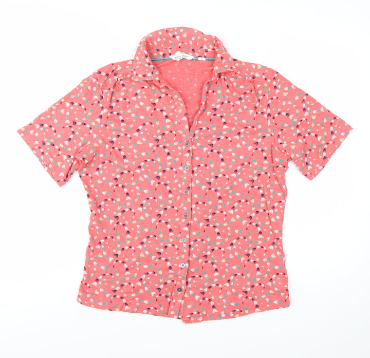 White Stuff Women's Pink Floral Cotton Button-Up Shirt UK 14