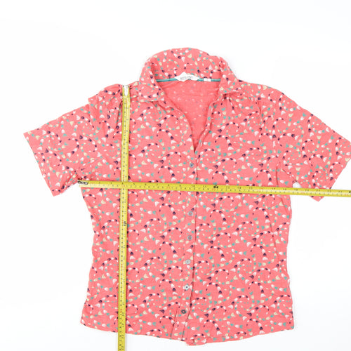 White Stuff Women's Pink Floral Cotton Button-Up Shirt UK 14