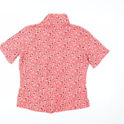 White Stuff Women's Pink Floral Cotton Button-Up Shirt UK 14