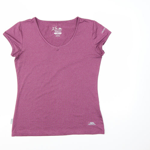 Trespass Womens Pink Striped V-Neck Active T-Shirt Size 12