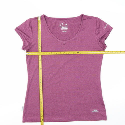 Trespass Womens Pink Striped V-Neck Active T-Shirt Size 12