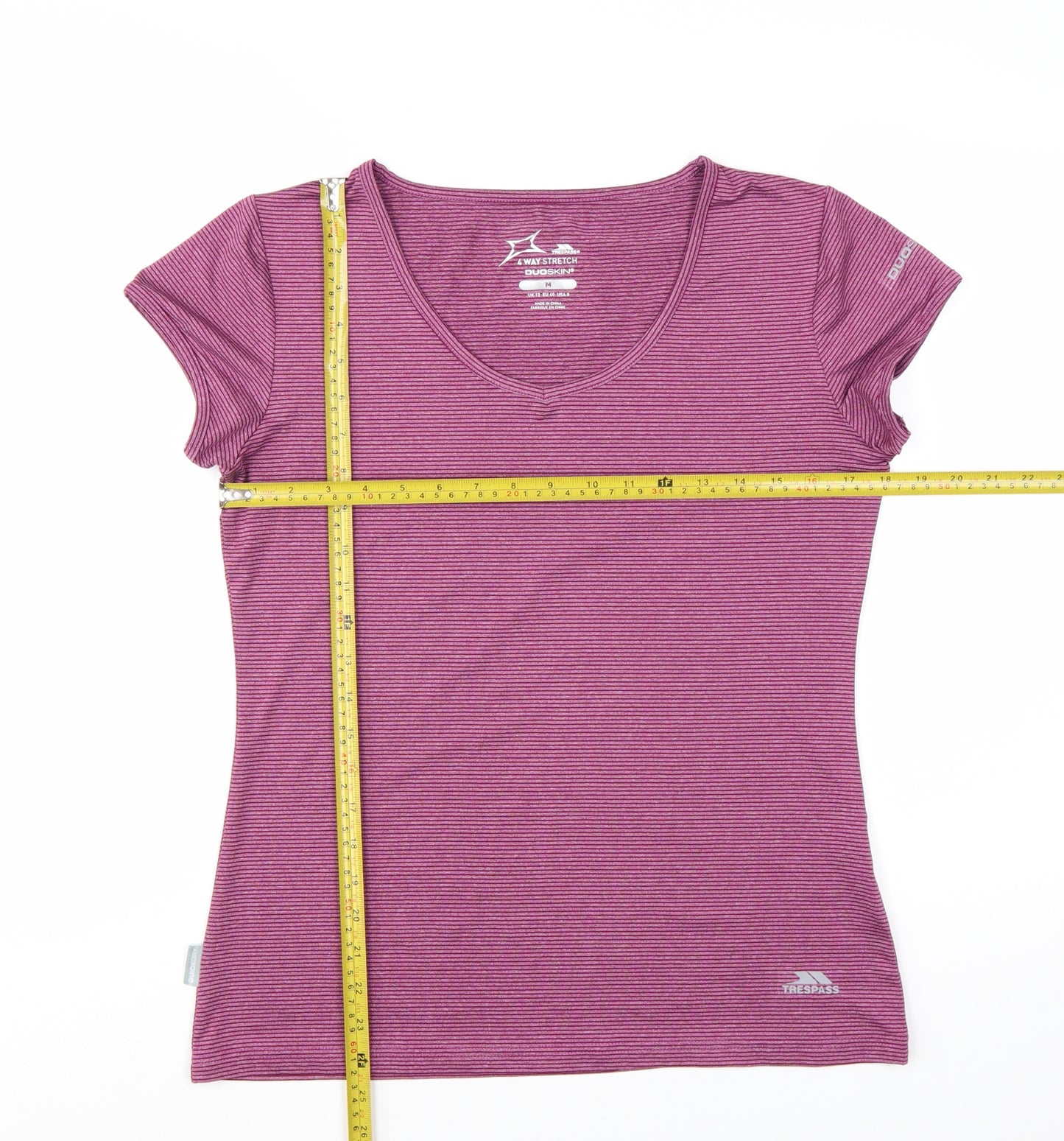 Trespass Womens Pink Striped V-Neck Active T-Shirt Size 12