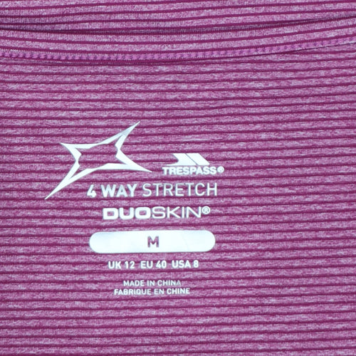 Trespass Womens Pink Striped V-Neck Active T-Shirt Size 12