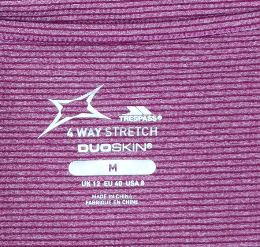 Trespass Womens Pink Striped V-Neck Active T-Shirt Size 12