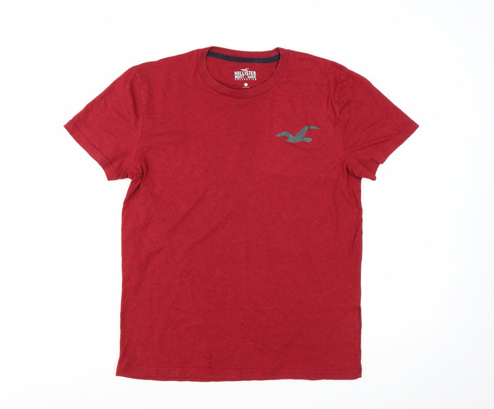 Hollister Men's Red Crew Neck Cotton T-Shirt Size Small